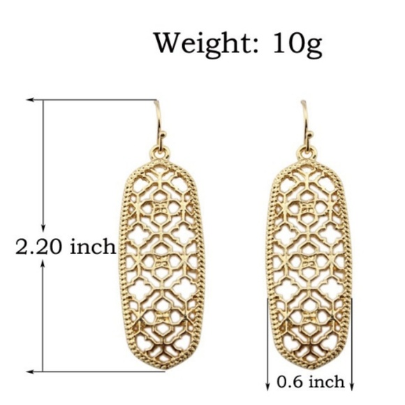 Gorgeous Filigree Earrings Rose Gold Color - Picture 2 of 4